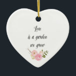 Adorno De Cerámica Flor de acuarela de jardín rosa romántico<br><div class="desc">Romántico Pink Garden Watercolor Floral amor es un jardín que cultivamos (de un poema mío)</div>