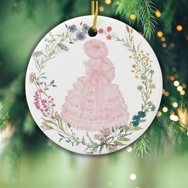 Adorno De Cerámica Flor de acuarela de malla rosa (Subido por el creador)