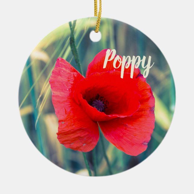 Adorno De Cerámica Flor de amapola para jardineros y regalo de amante (Frente)