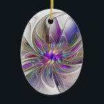 Adorno De Cerámica Flor de arte fractal enérgica y colorida<br><div class="desc">Una flor multicolor y potente de fantasía,  un arte fractal floral único. Diseño para su adorno de cerámica oval y mucho más.</div>