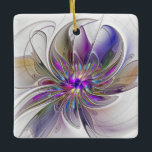 Adorno De Cerámica Flor de arte fractal enérgica y colorida<br><div class="desc">Una flor de fantasía multicolor,  un arte fractal floral único. Diseño para su adorno de cerámica cuadrada y más.</div>