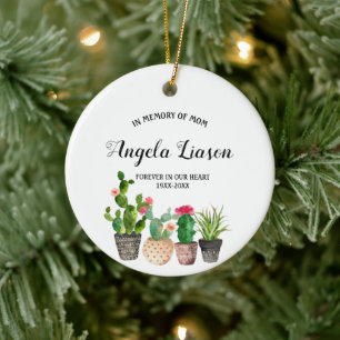 Adorno De Cerámica Flor de cactus en memoria de Navidades de mamá