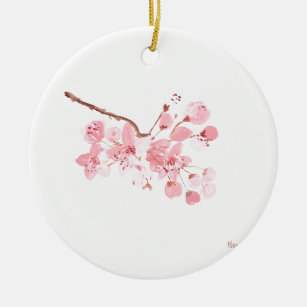 Adorno De Cerámica Flor de cerezo Naturaleza acuarela rosa Sakura