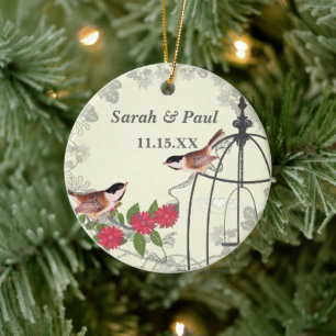 Adorno De Cerámica Flor de coral Vintage Bird Guardar la jaula de páj