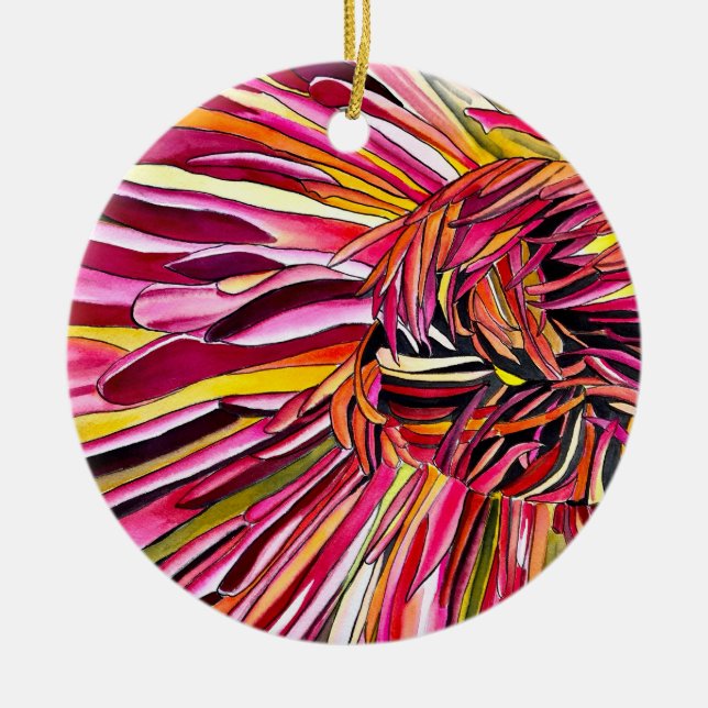 Adorno De Cerámica Flor de crisantemo acuarela (Frente)