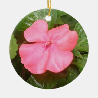 Adorno De Cerámica Flor de Impatiens Rosa
