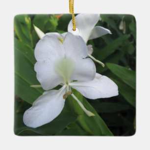 Adorno De Cerámica Flor de jengibre blanco hawaiana