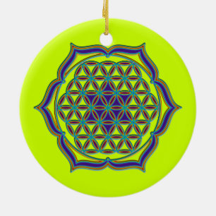 Adorno De Cerámica Flor de la Vida / Blume des Lebens - Contorno de L