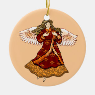 Adorno De Cerámica Flor de lis ángel