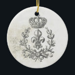 Adorno De Cerámica Flor de lis y Corona-ornamento del vintage<br><div class="desc">Flor de lis y Corona-ornamento del vintage</div>