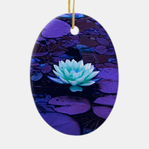 Adorno De Cerámica Flor de Lotus Flor Magple Morado Azul Turquesa Flo