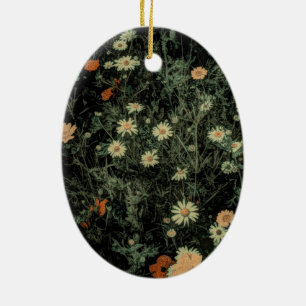 Adorno De Cerámica flor de margarita blanca bohemia floral negra