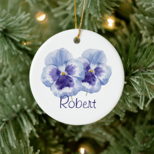 Adorno De Cerámica Flor de nacimiento violeta FEBRERO Nombre y Año