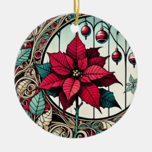 Adorno De Cerámica Flor de Navidades de Poinsettia