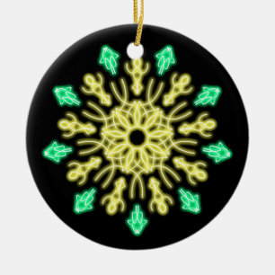Adorno De Cerámica Flor de neón amarillo y verde