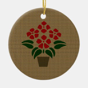 Adorno De Cerámica Flor de Nochebuena tejida roja