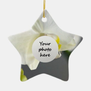Adorno De Cerámica Flor de orquídea blanca