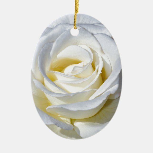 Adorno De Cerámica Flor de rosa blanca única (Frente)