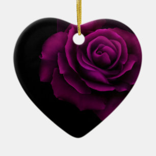 Adorno De Cerámica Flor de Rosa Púrpura Gótica