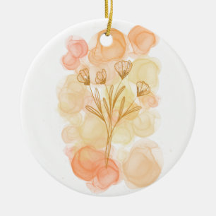 Adorno De Cerámica Flor de tinta de alcohol Naranja