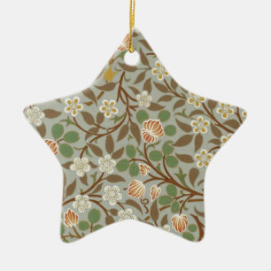 Adorno De Cerámica Flor de trébol botánico de William Morris