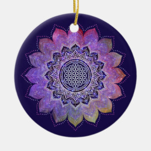 Adorno De Cerámica Flor De Vida - Espacio De Galaxia De Estilo Vintag