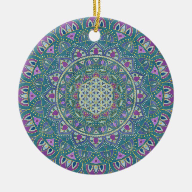 Adorno De Cerámica Flor De Vida - Mandala Estilo India 1 (Frente)