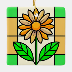 Adorno De Cerámica Flor de vidrio manchado