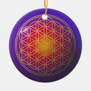 Adorno De Cerámica Flor de violeta en vivo / dorado
