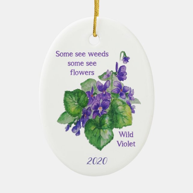 Adorno De Cerámica Flor De Violeta Salvaje Que Algunos Ven A Las Mala (Frente)