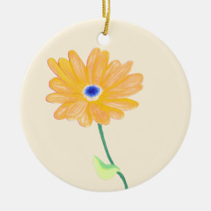 Adorno De Cerámica Flor dorada