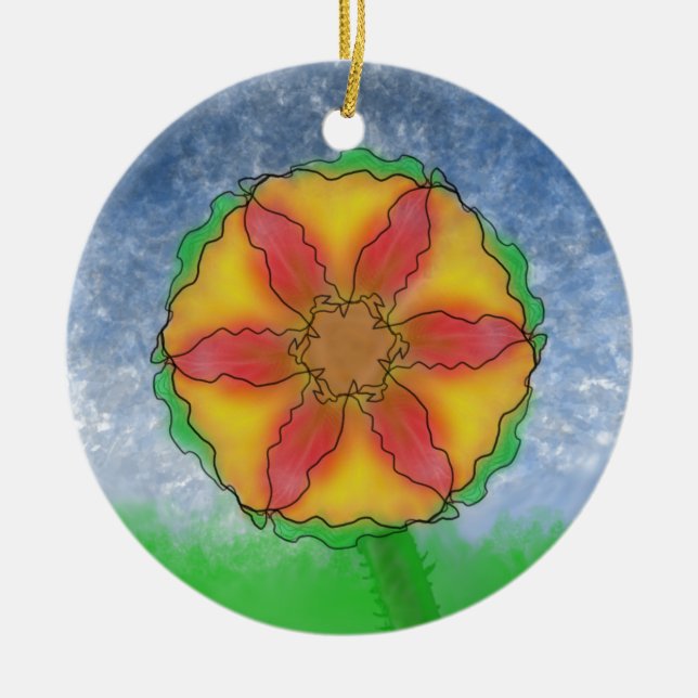 Adorno De Cerámica Flor extraña (Frente)