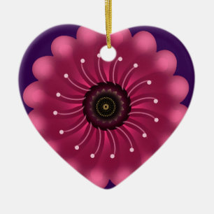 Adorno De Cerámica Flor Fantasía Rosa Brillante Floral Neón Abstrac
