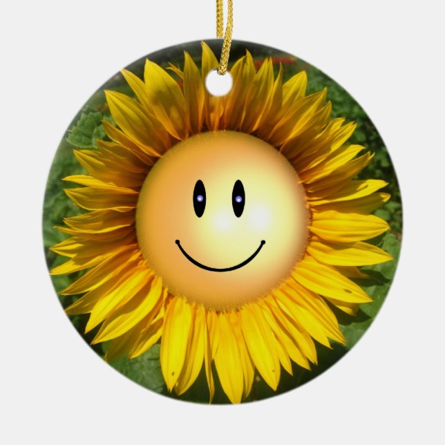 Adorno De Cerámica Flor feliz de la sol (Frente)