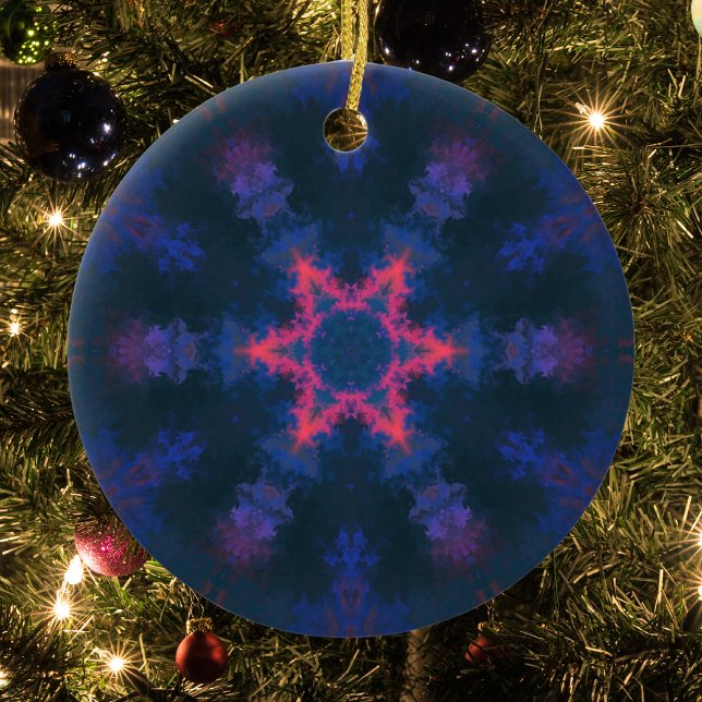 Adorno De Cerámica Flor hippie psicodélica rosa morado y azul (Subido por el creador)