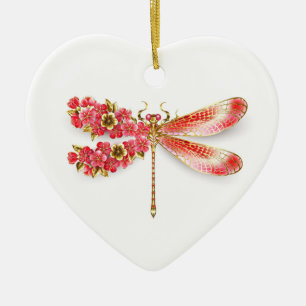 Adorno De Cerámica Flor libélula con sakura de joyas