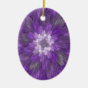 Adorno De Cerámica Flor púrpura psicodélica Resumen arte fractal