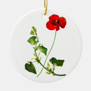 Adorno De Cerámica Flor roja de la amapola