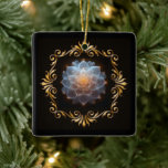 Adorno De Cerámica Flor romántica y marco dorado<br><div class="desc">Un romántico y fantástico "cuento de hadas" de diseño floral con marco dorado.</div>