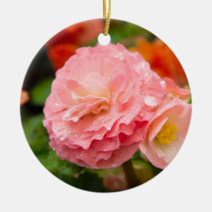 Adorno De Cerámica Flor rosa delgada después de la lluvia