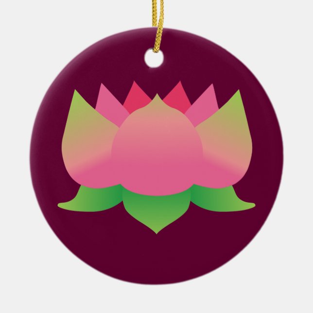 Adorno De Cerámica Flor rosa Lotus (Frente)
