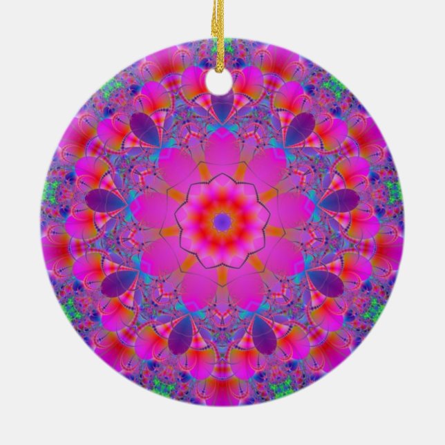Adorno De Cerámica Flor rosa Mandala (Atrás)