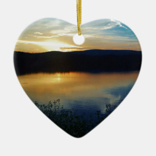 Adorno De Cerámica Flor silvestre, puesta de sol azul