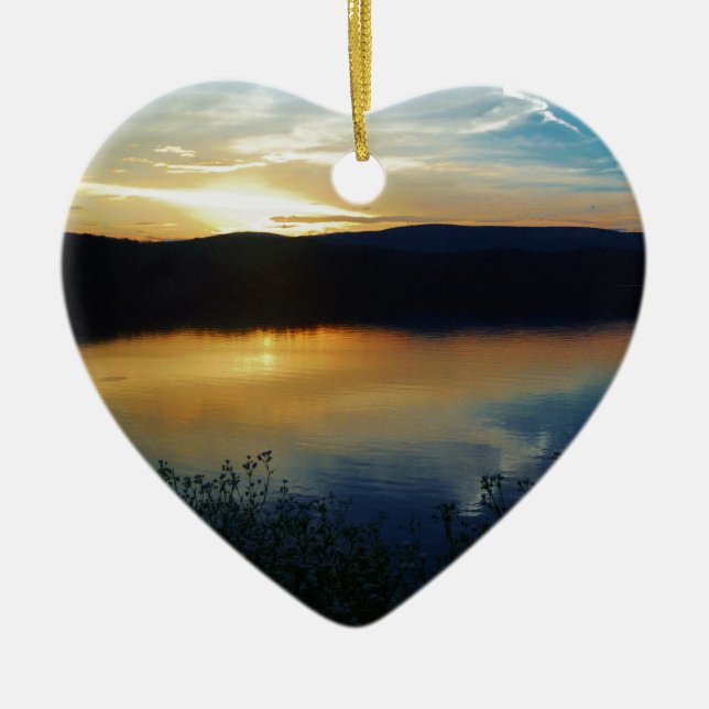 Adorno De Cerámica Flor silvestre, puesta de sol azul (Frente)