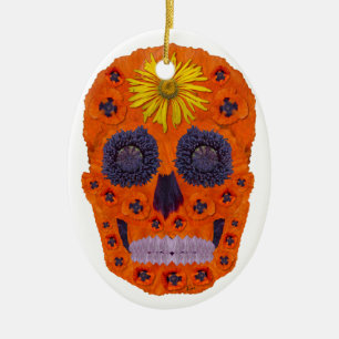Adorno De Cerámica Flor Skull 1