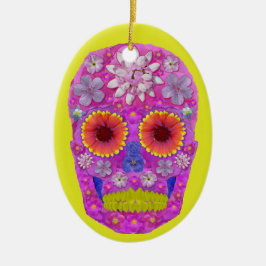 Adorno De Cerámica Flor Skull 2