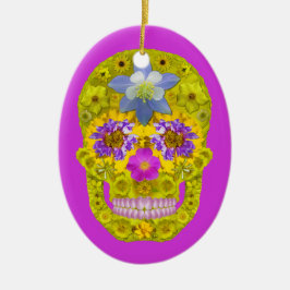 Adorno De Cerámica Flor Skull 3