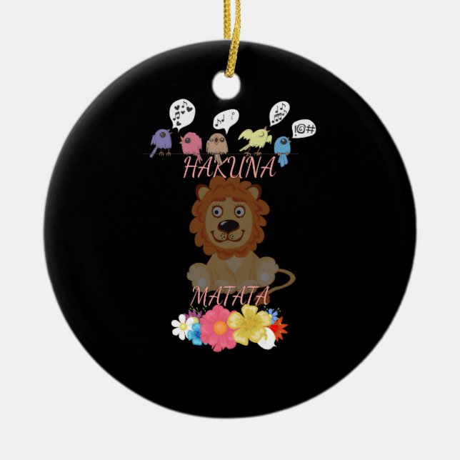 Adorno De Cerámica "Flora y Fauna Hakuna Matata", bebé león (Frente)