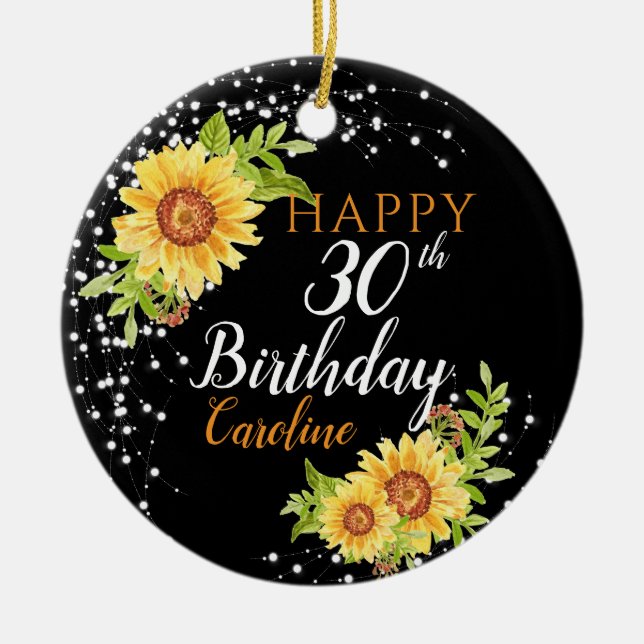 Adorno De Cerámica Floral 30.º girasol cumpleaños (Frente)