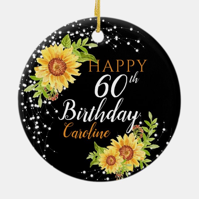 Adorno De Cerámica Floral 60.º girasol de cumpleaños (Atrás)